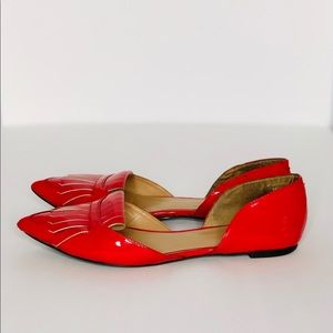 Red Arielle D’orsay Patent Leather Flats